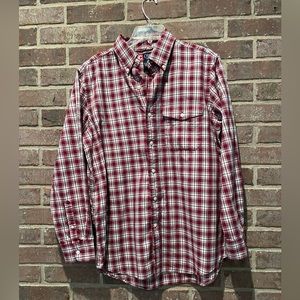 Chaps Men’s Red/Gray Lightweight Flannel Button Up Size Medium